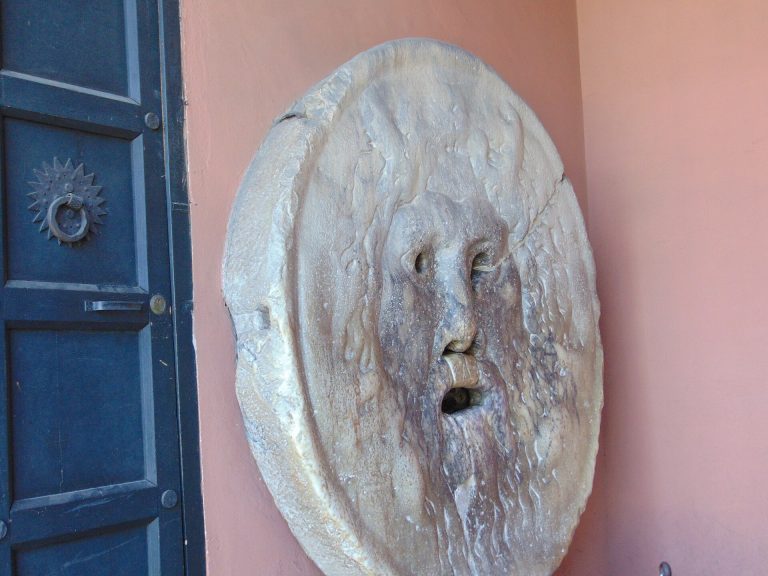 The Mouth of Truth in Rome — the marble mask by the church of Santa Maria in Cosmedin