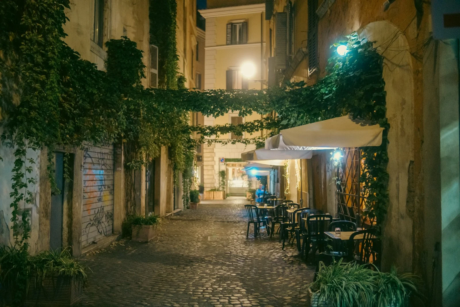 An old Roman lane in the evening